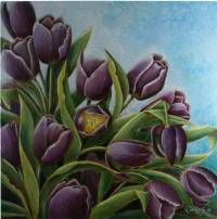 Spring Tulips - acryl op doek, 100cm x 100cm