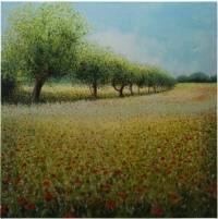 Provence Poppys - acryl op doek, 60cm x 60cm