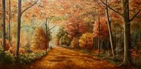 Herfstdoek - Acryl op doek - 120cm x 70cm